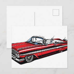 Cartão Postal Clássico Retro Conversível Arte Pop Lateral
