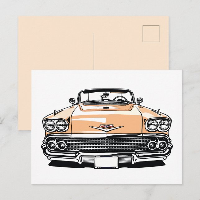 Cartão Postal Clássico Retro Conversível Frente Arte Pop (Frente/Verso)