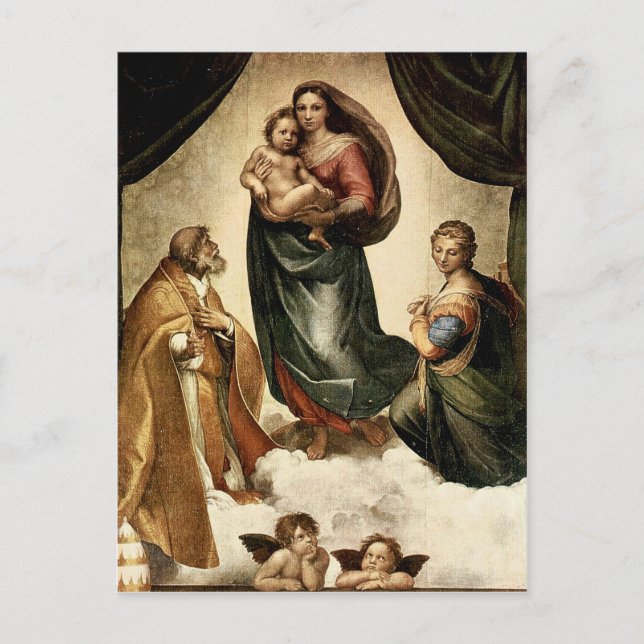 Cartão Postal Clássico "Sistine Madonna" (cerca de 1513) de Rafa (Frente)