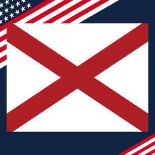 Cartão Postal Clássico Vermelho e Branco da Bandeira do Estado d