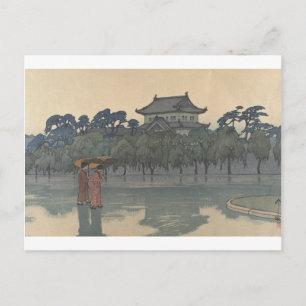 Cartão Postal Clássico Vintage Ukiyo-e Arte Rainy Japonesa