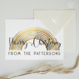Cartão Postal  Classy Golden Rainbow Family Name Merry Christmas