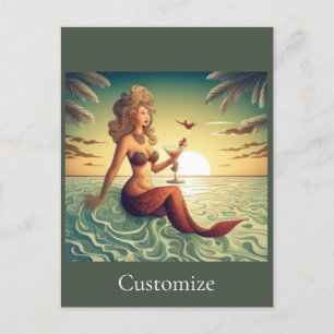 Cartão Postal Classy Martini Mermaid Thunder_Cove