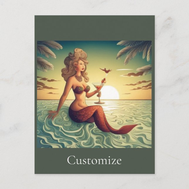 Cartão Postal Classy Martini Mermaid Thunder_Cove (Frente)