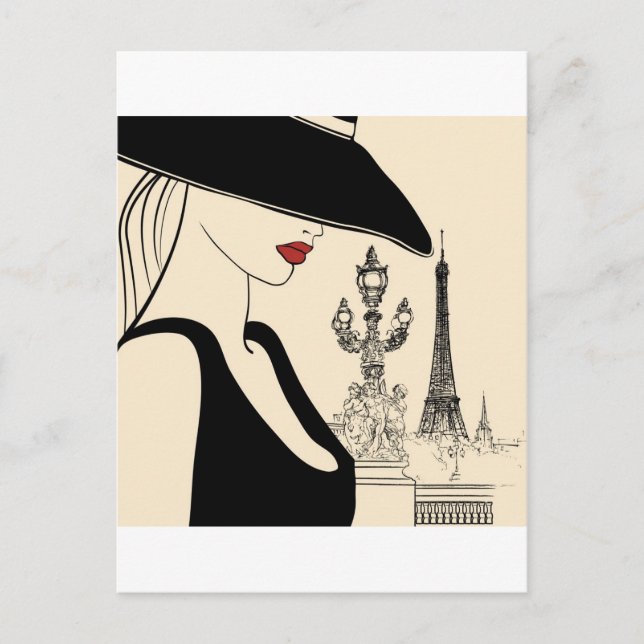 Cartão Postal Classy Vintage Fashion em Paris (Frente)