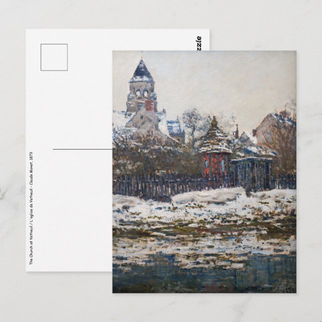 Cartão Postal Claude Monet - A Igreja em Vetheuil (Frente/Verso)