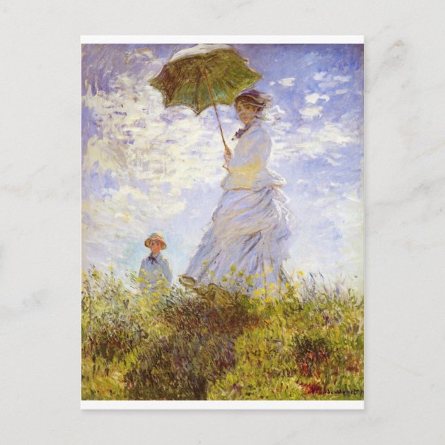 Cartão Postal Claude Monet - A Mulher Com O Parasol (Frente)