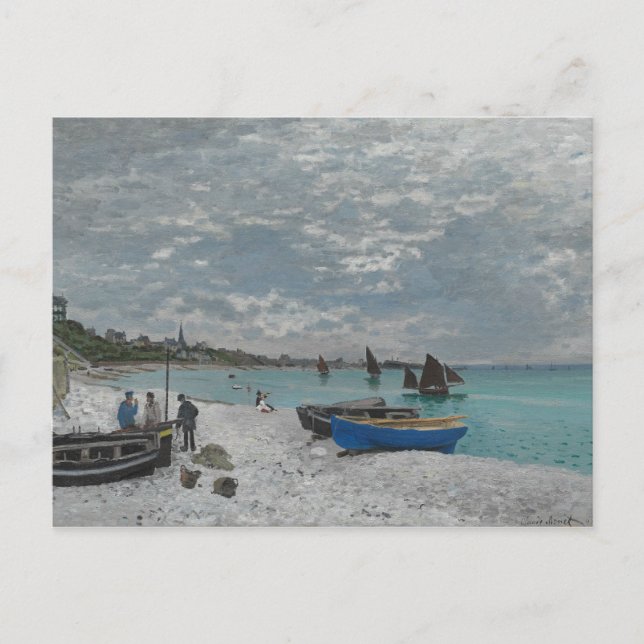 Cartão Postal Claude Monet - A praia em Sainte-Adresse (Frente)