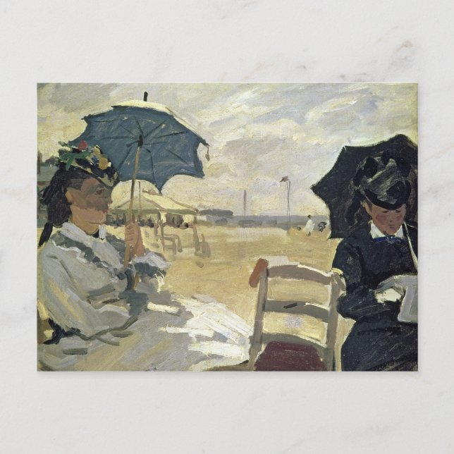Cartão Postal Claude Monet | a praia em Trouville, 1870 (Frente)