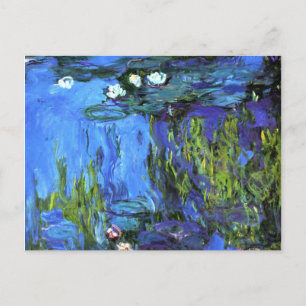 Cartão Postal Claude Monet art: Lírios de água, índigo azul