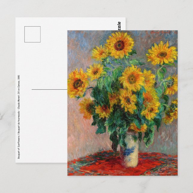 Cartão Postal Claude Monet - Buquê de Sunflower (Frente/Verso)