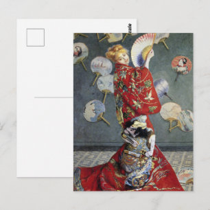 Cartão Postal Claude Monet Camille de Vermelho com Quimono Japon