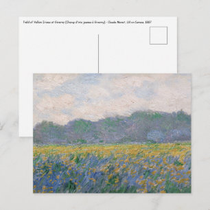 Cartão Postal Claude Monet - Campo de Íris Amarelos em Giverny