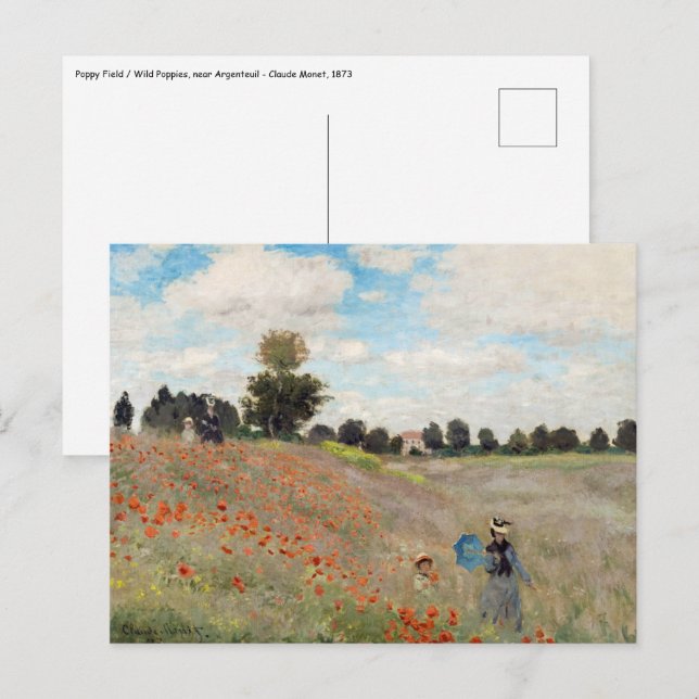 Cartão Postal Claude Monet - Campo de Papoulas (Frente/Verso)