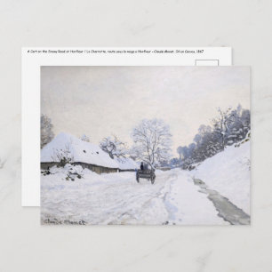 Cartão Postal Claude Monet - Carrinho na Estrada de Neve em Honf