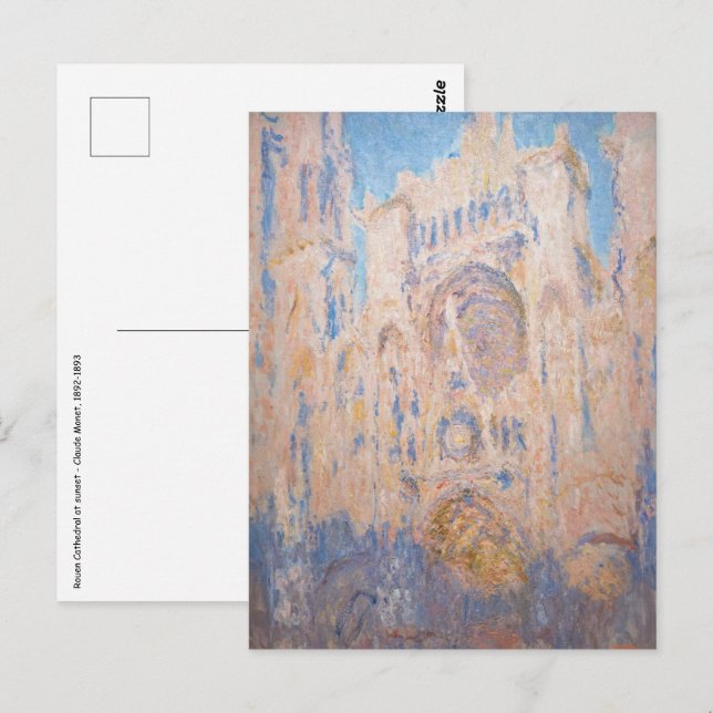 Cartão Postal Claude Monet - Catedral de Rouen ao pôr do sol (Frente/Verso)