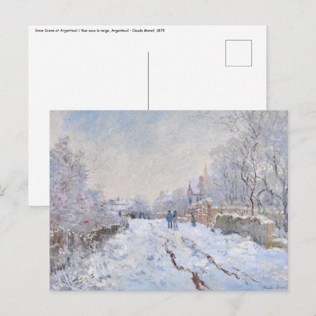 Cartão Postal Claude Monet - Cena de Neve na Argentina (Frente/Verso)