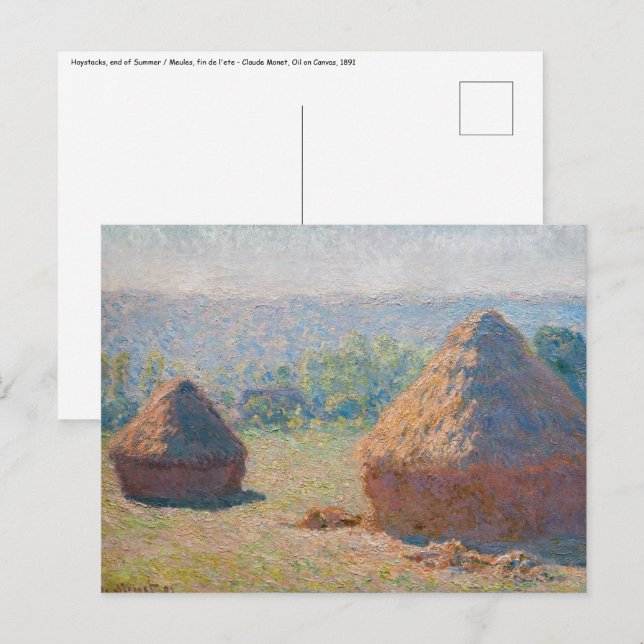Cartão Postal Claude Monet - Haystacks, fim do Verão (Frente/Verso)