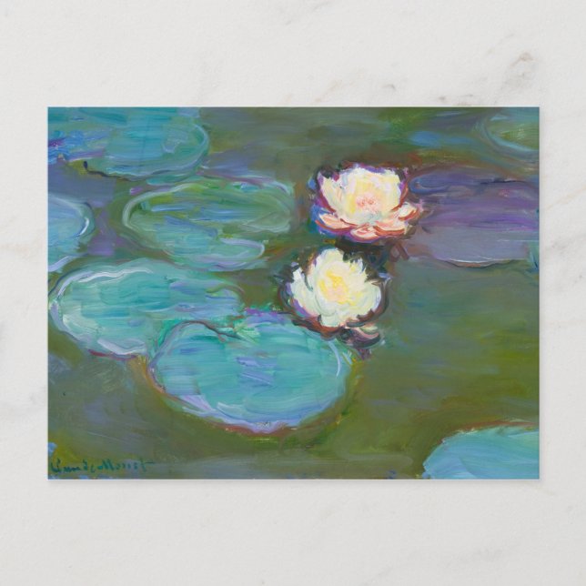 Cartão Postal Claude Monet Impressionista Água Lillies Ninfheias (Frente)