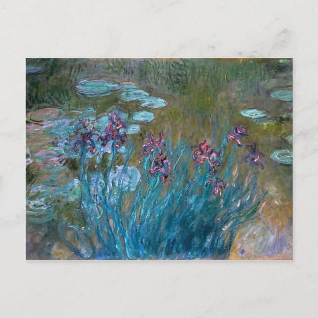 Cartão Postal Claude Monet: Íris e lírios-d'água (Frente)