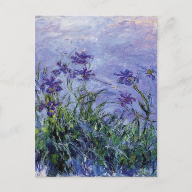 Cartão Postal Claude Monet Lilac Irises (Frente)