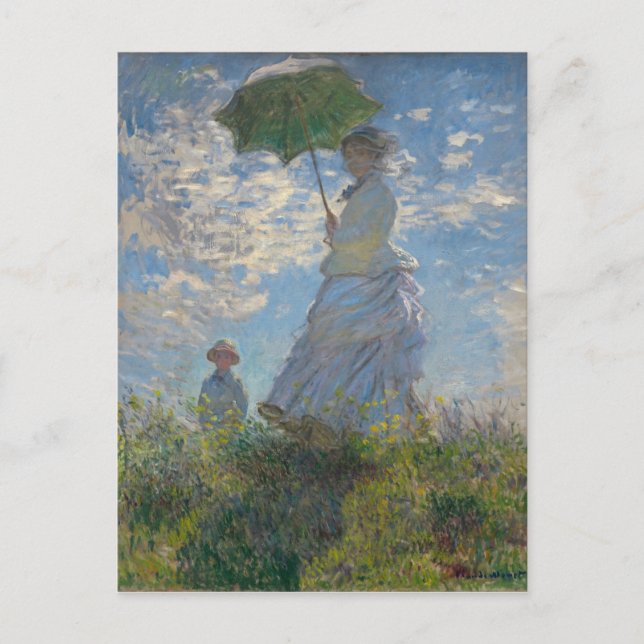 Cartão Postal Claude Monet - Mulher com Parasol (Frente)