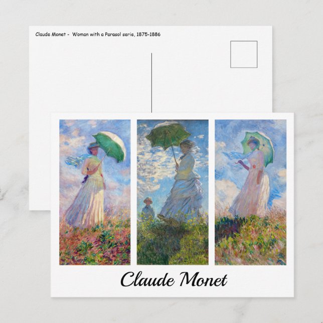 Cartão Postal Claude Monet - Mulher com uma série de Parasol (Frente/Verso)