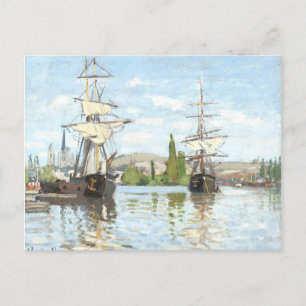 Cartão Postal Claude Monet. Navios a voar no Sena em Rouen