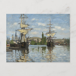 Cartão Postal Claude Monet Navios no Rio Sena Viagem Arte