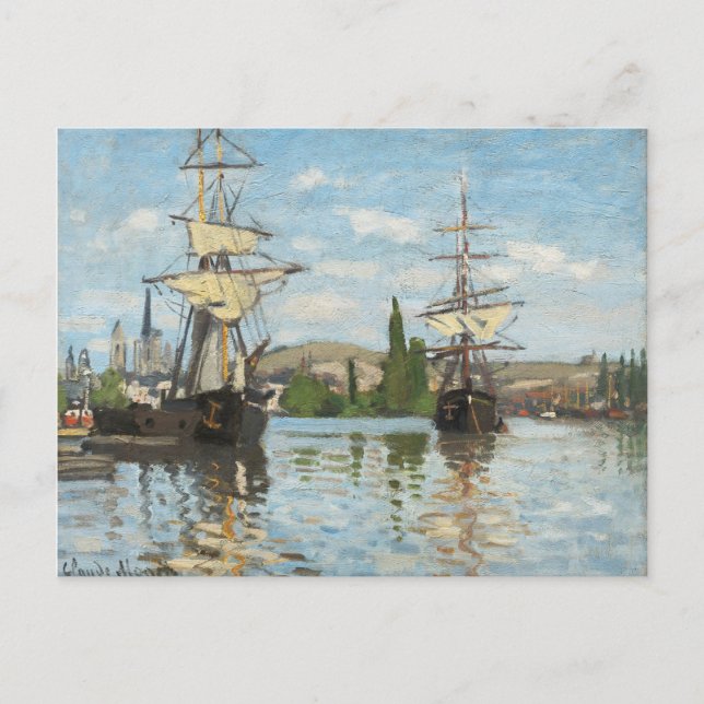Cartão Postal Claude Monet | Navios que navegam na rede de cerco (Frente)