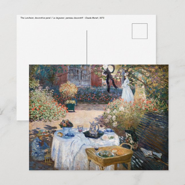 Cartão Postal Claude Monet - O Luncheon, painel decorativo (Frente/Verso)