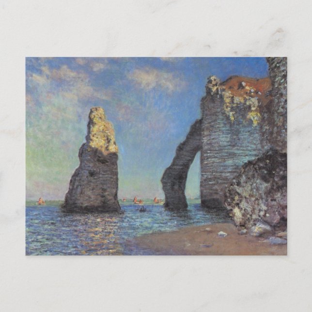 Cartão Postal Claude Monet - Os Cliff em Etretat 1885 (Frente)