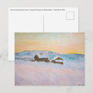 Cartão Postal Claude Monet - Paisagem da Noruega, Casas Azuis