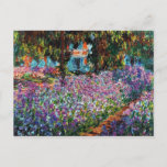 Cartão Postal Claude Monet: Subidas no Jardim de Monet<br><div class="desc">Surpreenda sua família e amigos com um clássico cartão postal colorido,  com íris num jardim,  pintado pelo pintor impressionista francês Claude Monet.</div>