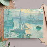 Cartão Postal Claude Monet Sunrise Marine Art Impressão<br><div class="desc">"Sunrise", de Claude Monet, pintado em 1872, é um trabalho de arte Impressionista de tirar o fôlego que retrata o tranquilo porto de Le Havre no amanhecer, banhado em uma luz suave e etérea. A atmosfera turva da pintura, a delicada escova e a vibrante paleta colorida dão uma ideia da...</div>