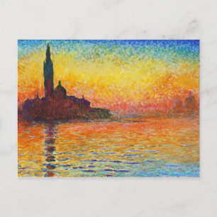 Cartão Postal Claude Monet Sunset Em Veneza Impressionista Arte