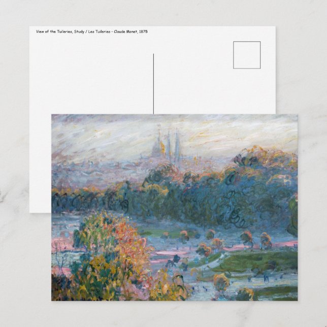 Cartão Postal Claude Monet - Vista das Tuilarias, Estudo (Frente/Verso)