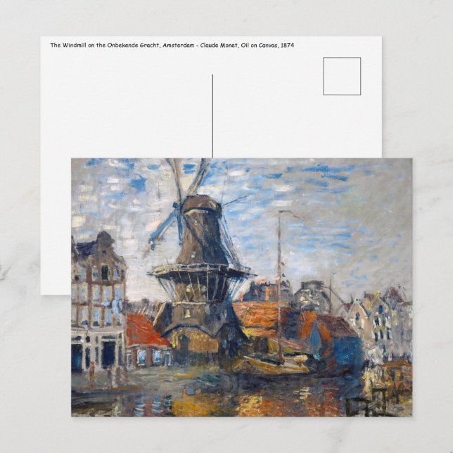 Cartão Postal Claude Monet - Windmill, Amesterdã (Frente/Verso)