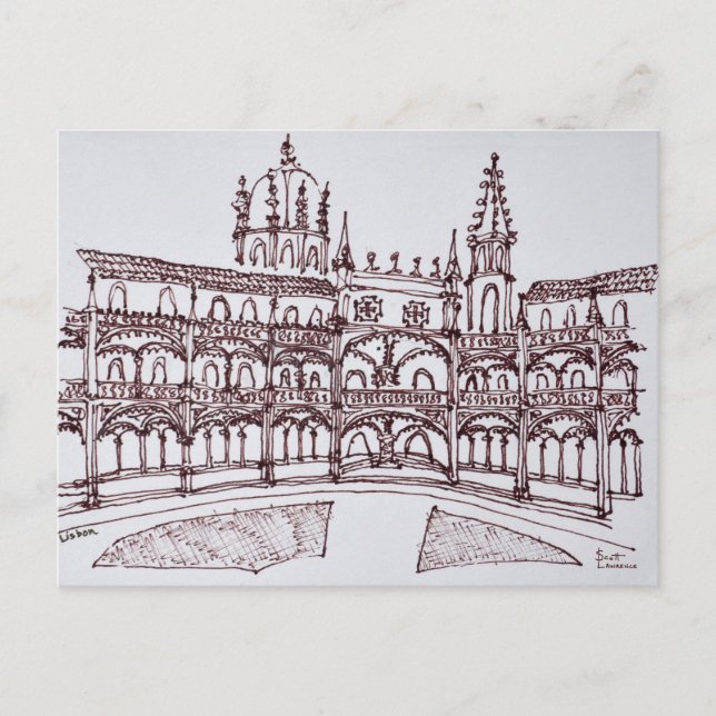 Cartão Postal Claustro do Mosteiro dos Jerónimos | Lisboa, Portu (Frente)
