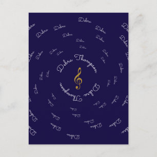 Cartão Postal clave de triplo de música com nome personalizado