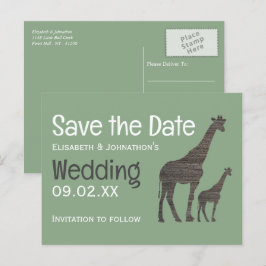 Cartão Postal Clay Safari Giraffe, Casamento Russo Salve a Data