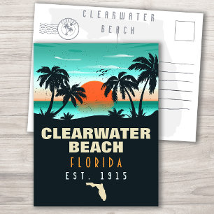 Cartão Postal Clearwater Beach Florida Retro Sunset Souvenirs