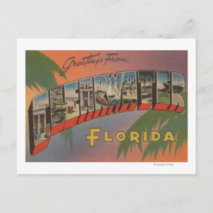 Cartão Postal Clearwater, Flórida - Cenas de Letras Grandes