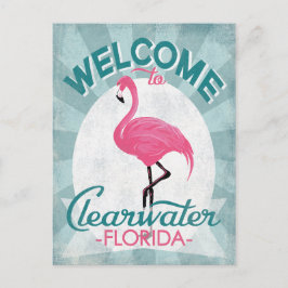 Cartão Postal Clearwater Flórida Flamingo Rosa Retro
