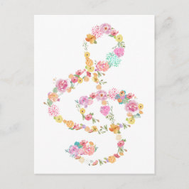Cartão Postal clef romântico de música floral