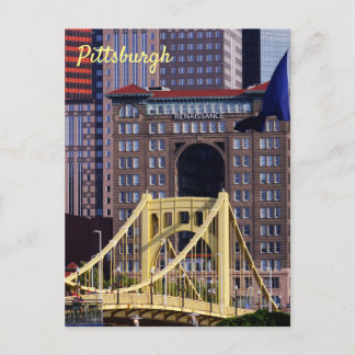 Cartão Postal Clemente Bridge Pittsburgh Skyscrapers Dia de Verã