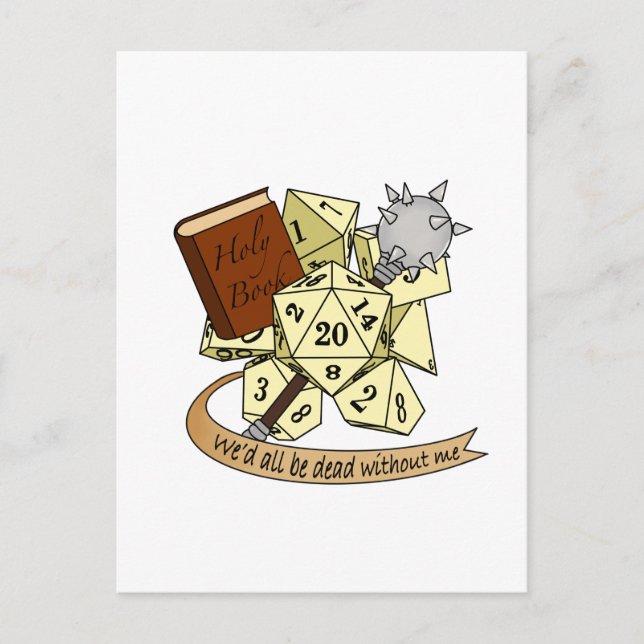 Cartão Postal Cleric Dice Design (Frente)