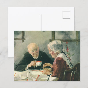 Cartão Postal Clero Antigo, Café ou Chá com um Padre
