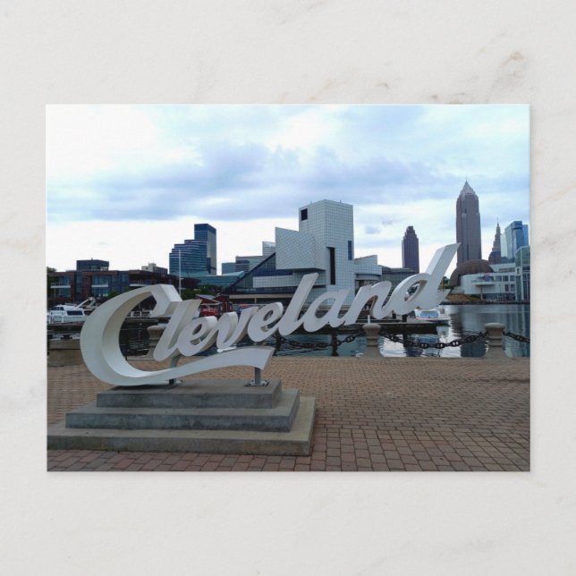 Cartão Postal Cleveland Cript Sign, North Coast Habor (Frente)