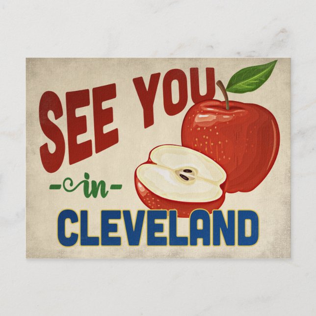 Cartão Postal Cleveland Ohio Apple - Viagens vintage (Frente)